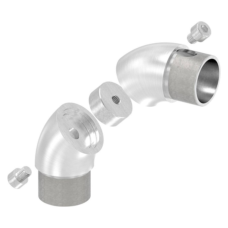 Tube coudé à 90°, réglable, pour tube Ø 42,4x2,5mm, V2A