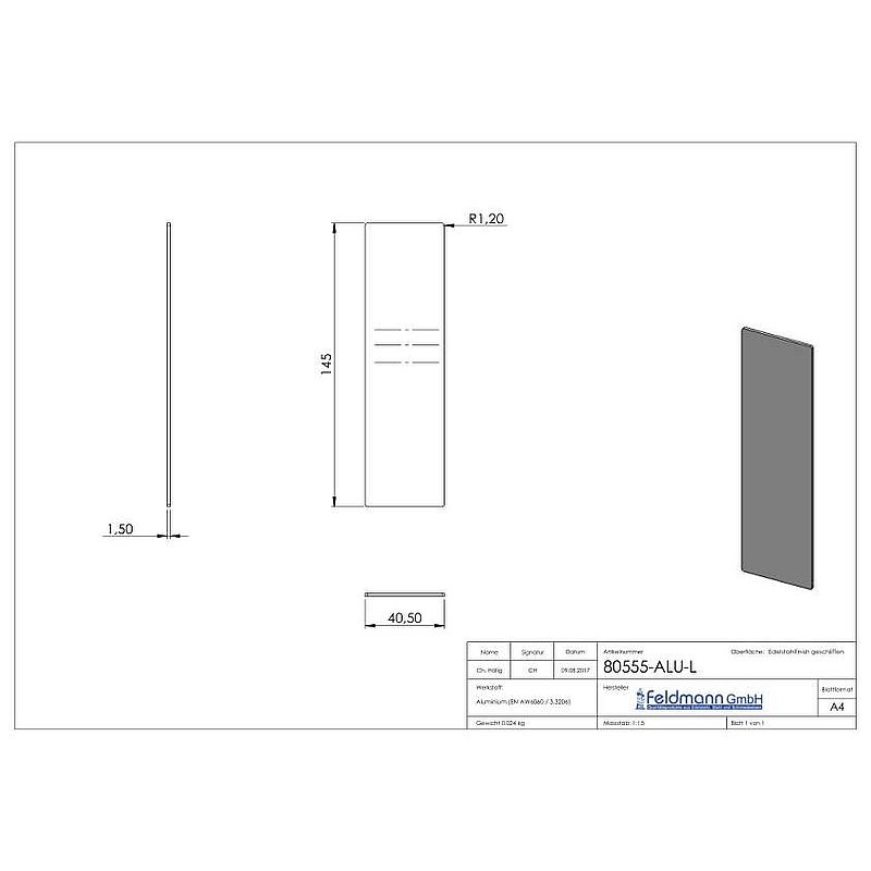 End cap for aluminium profile 80400-ALU, max. 41° slope