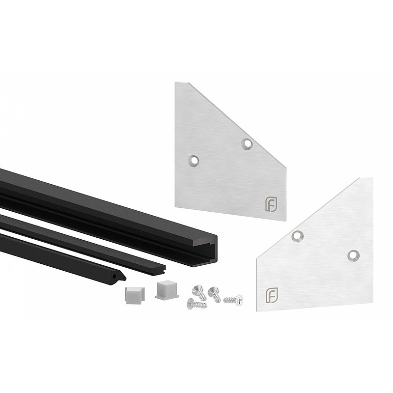 Mounting set glass 17.52mm eleganza canopy, for L: 2405mm