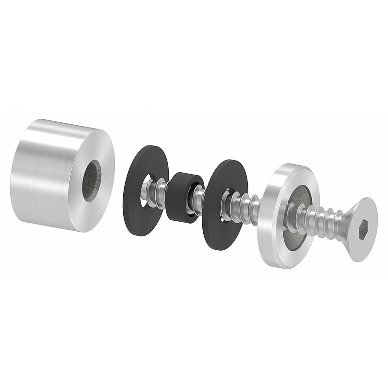 Point de fixation 16mm, jonction: droite, V2A