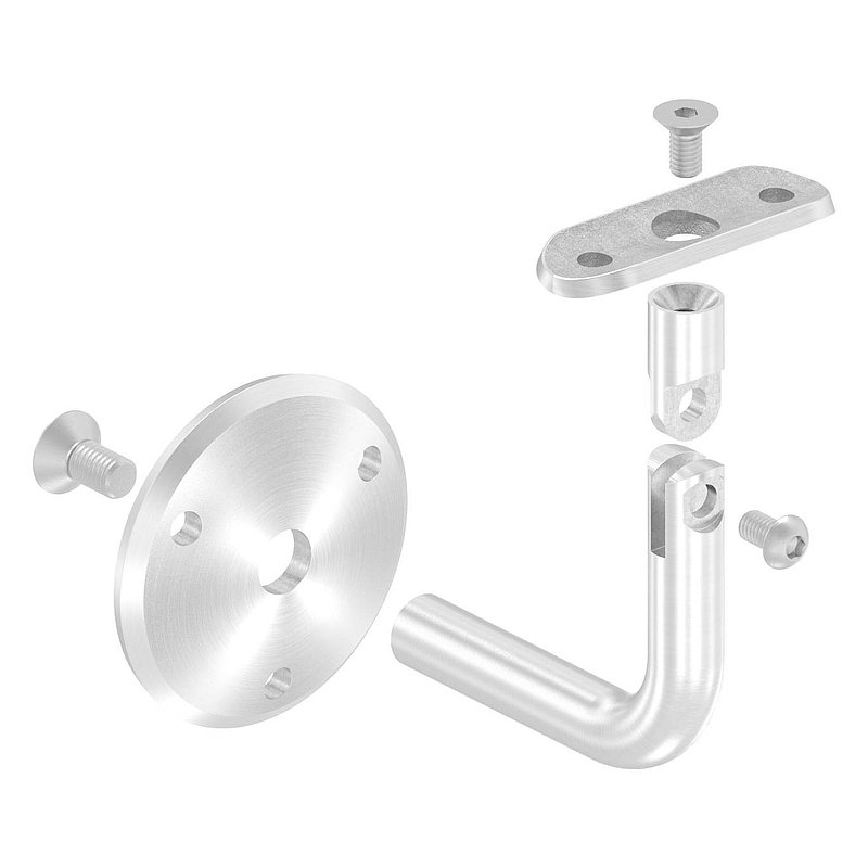 Handrail bracket with joint, handrail connection plate tube 42.4 mm (round plate and bracket screwed