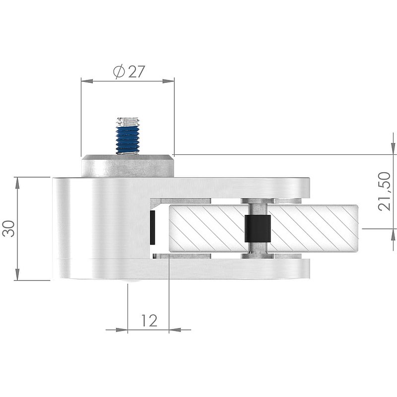 Sichtschutz Endglasklemme Mod. 25, V4A