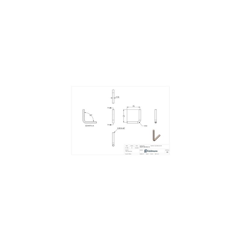 Bracket Ø 10mm, 90° bent, without thread, AISI304