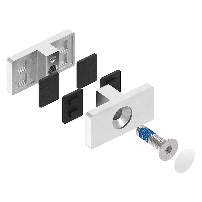 Aligneur de parois en verre pour garde-corps avec ép. de verre : 16,76 - 17,52mm