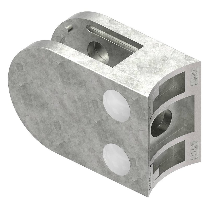 Glasklemme Mod. 38, Anschluss: 60,3mm, Zink roh