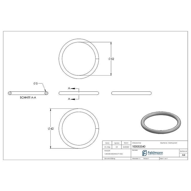Ring 5x62mm V4A