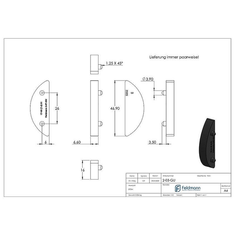 Gummi für Mod. 20/21, Blech 3,0mm