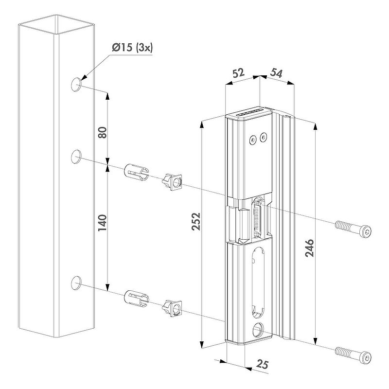 Elekterischer Öffner, MODULEC-SA-E - stomlos geschlossen - in RAL 7016
