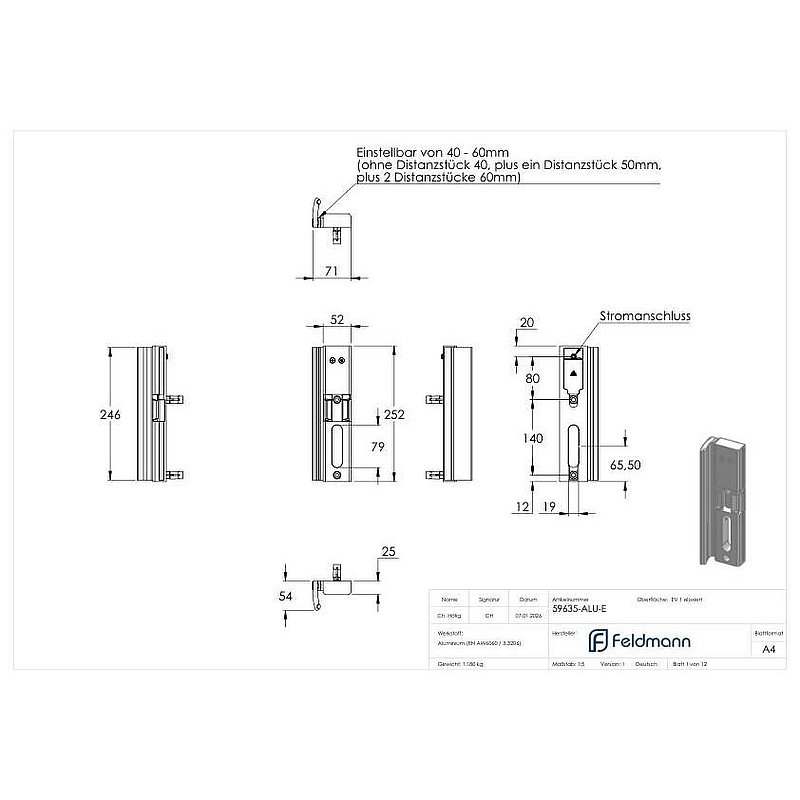 Elekterischer Öffner, MODULEC-SA-E - stomlos geschlossen- in Aluminium silber