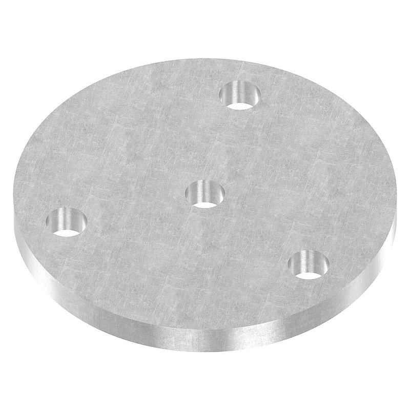 plaque d'ancrage Ø 120 x 10mm, avec 3 trous Ø 13mm et perforation centrale Ø 12,5mm, acier brut
