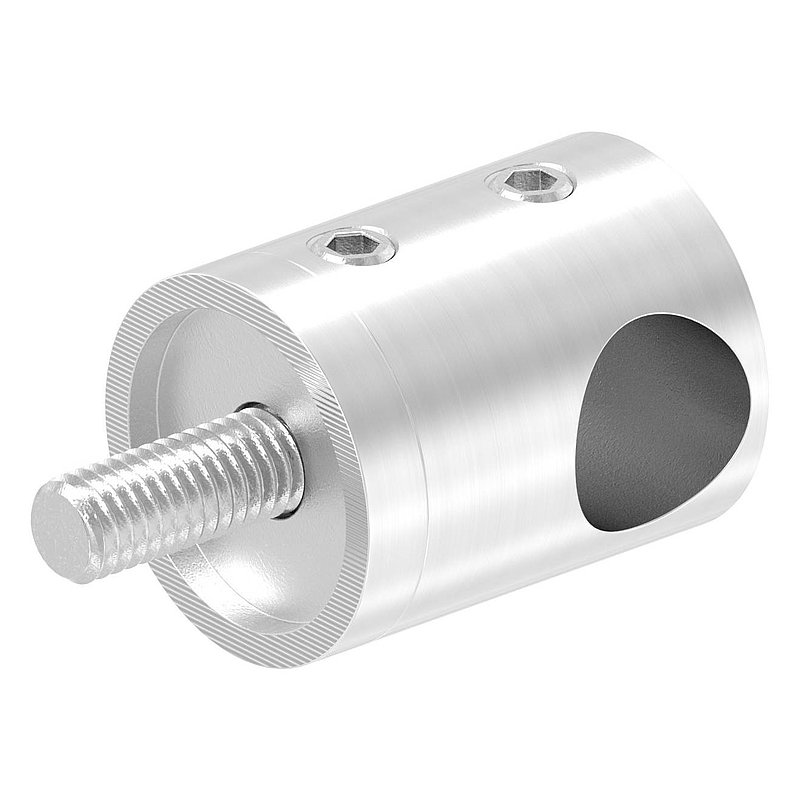 Querstabhalter für geraden Anschluss, Sackloch rechts 12,2mm, V2A