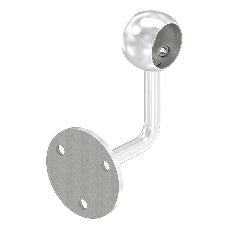 Handrail bracket with ball ring for 33.7 mm tube (round plate and bracket welded), AISI304