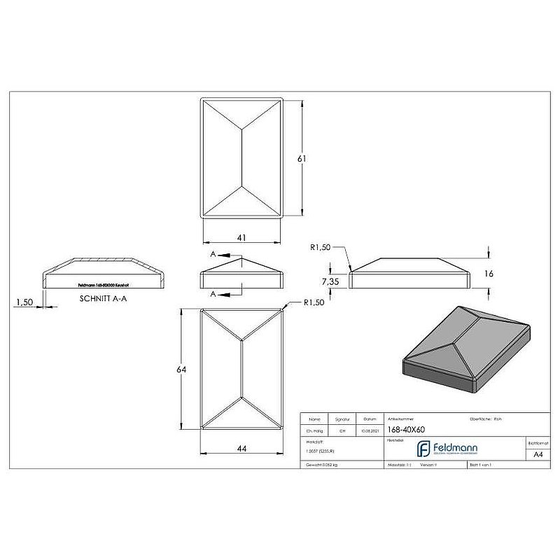 Pillar cover 40x60mm