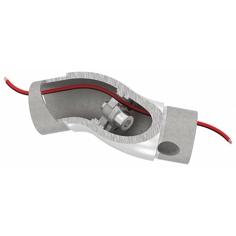 Adjustable tube bend, hollow for cable entry, for 42.4x2.0mm, AISI304