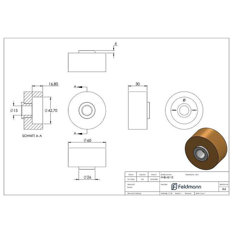 Gabarit de perçage pour main courante en bois Ø 42,4mm pour chevilles Ø 15 mm