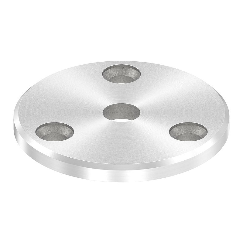 Ronde Ø 70 x 6mm, 3x Bohrung 8,5mm gesenkt, 1x Mittelbohrung 12,2mm, mit Rundschliff, V2A