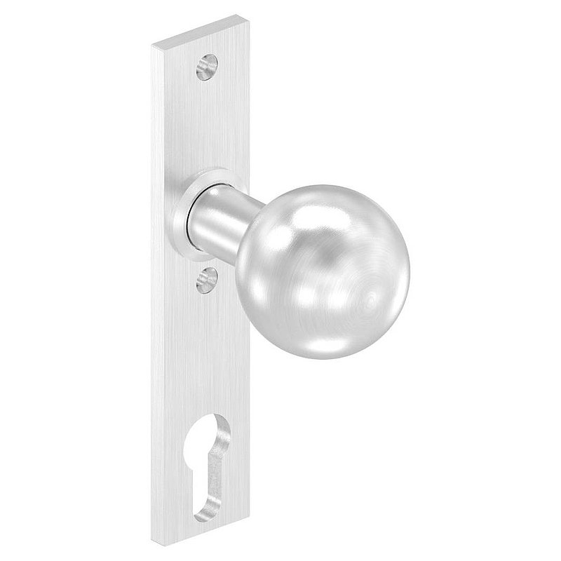 Door knob, Ø 50mm, with long backplate, AISI304
