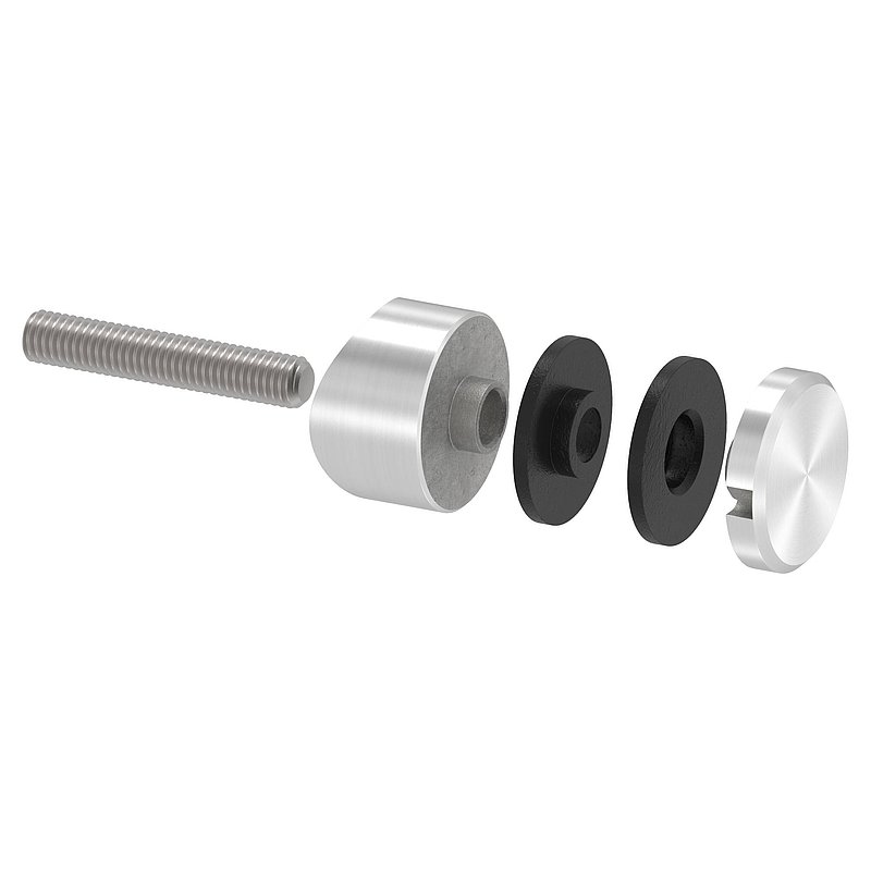 Glass point holder 30mm, connection: 48.3mm, AISI304