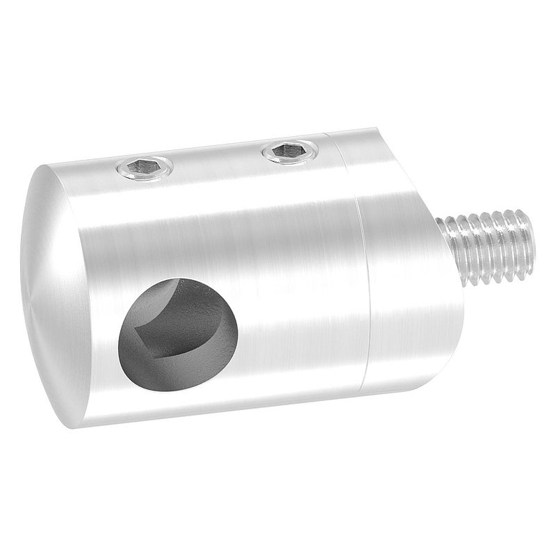 Querstabhalter für 33,7mm Rohr, Sackloch links 10,2mm, V2A