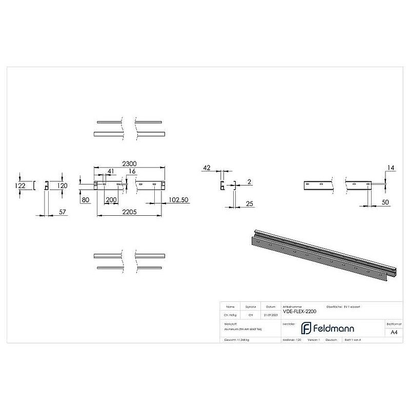 FLEX:MOUNT PRO Profil-Set für eleganza canopy Vordach 2200