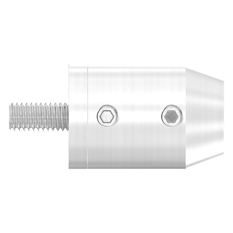 Support de lisse transversale (à insérer en extrémité de fer), racc. droit, trou borgne 12,2mm, V2A