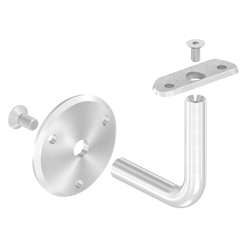 Handlaufhalter mit Handlaufanschlussplatte 42,4mm (Ronde und Bügel verschraubt), V2A