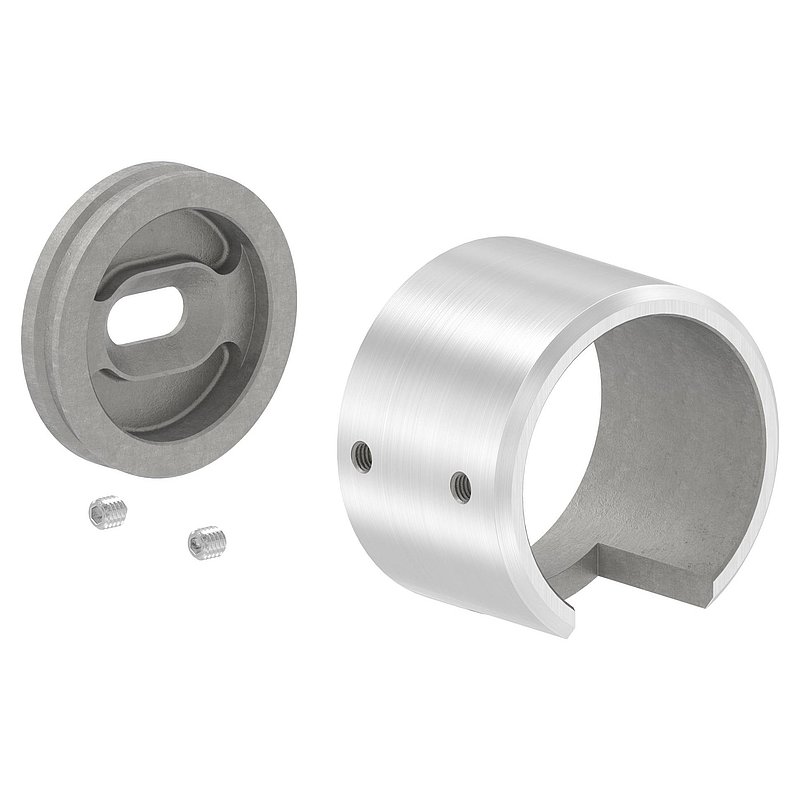 Embase murale pour tube à fond de gorge Ø 48,3mm, gauche, V4A