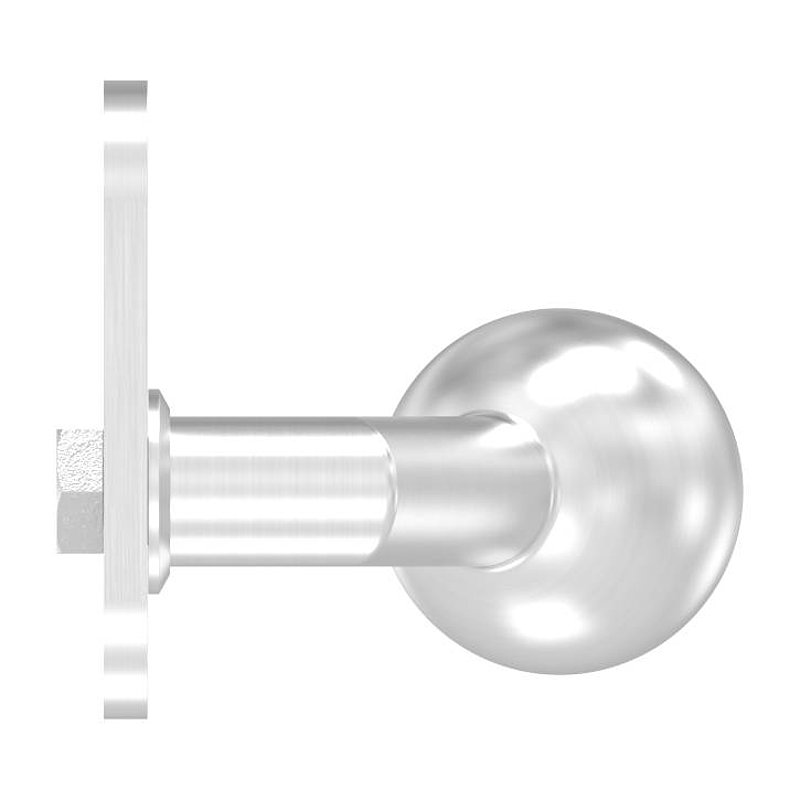 Door knob, Ø 50mm, with short backplate, AISI304