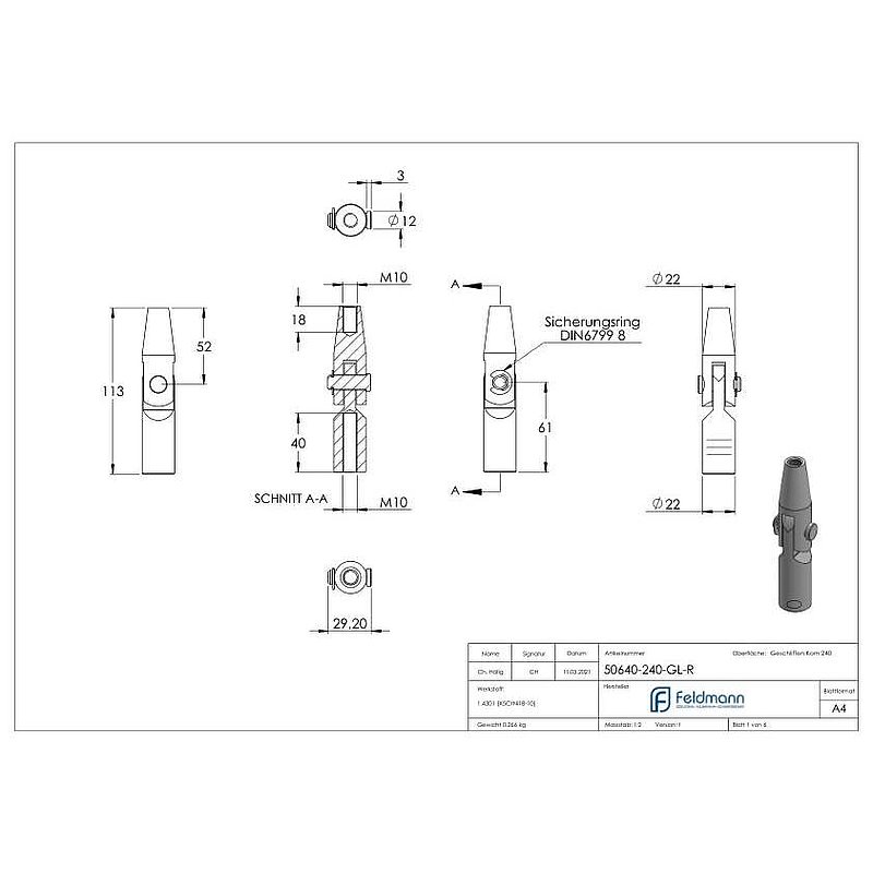 Support articulé fixation murale, V2A