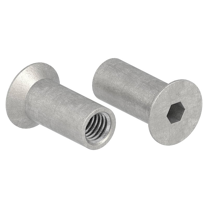 Hülsenmutter mit Senkkopf und ISK, M5x15, V2A