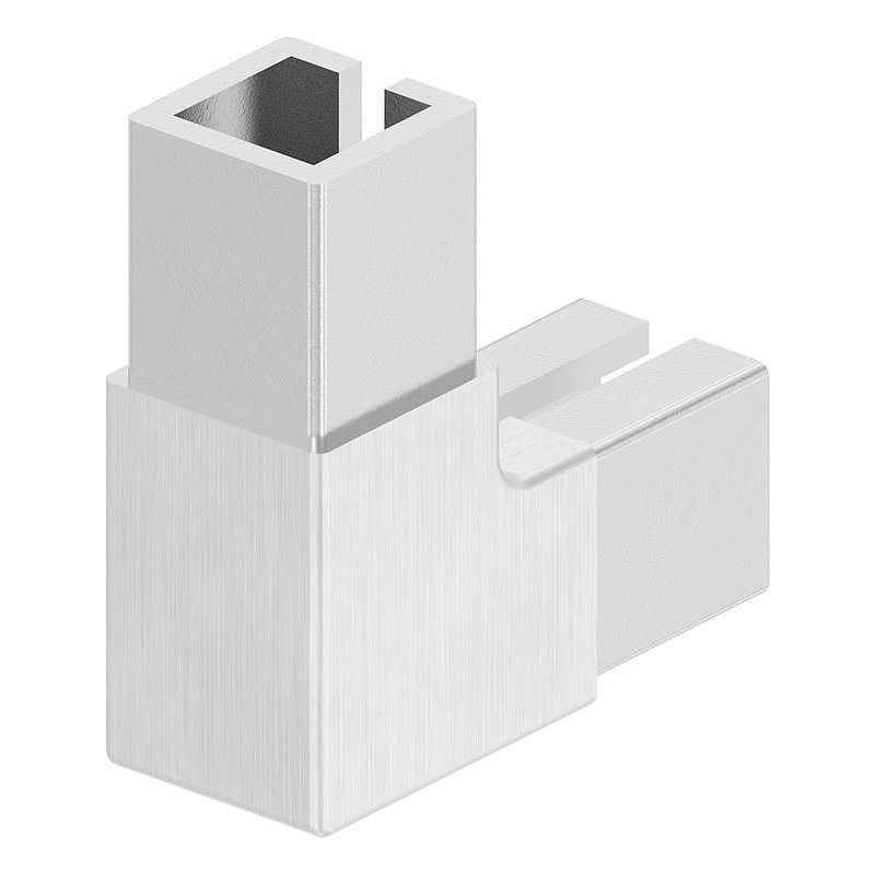 Corner connector for square clamping profile 20x20x1.25 mm, AISI304