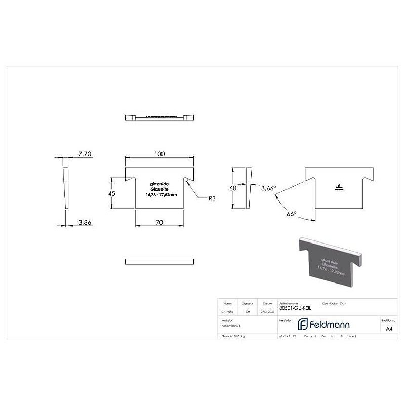 Wedge (yellow) for mounting-set 80501-GU