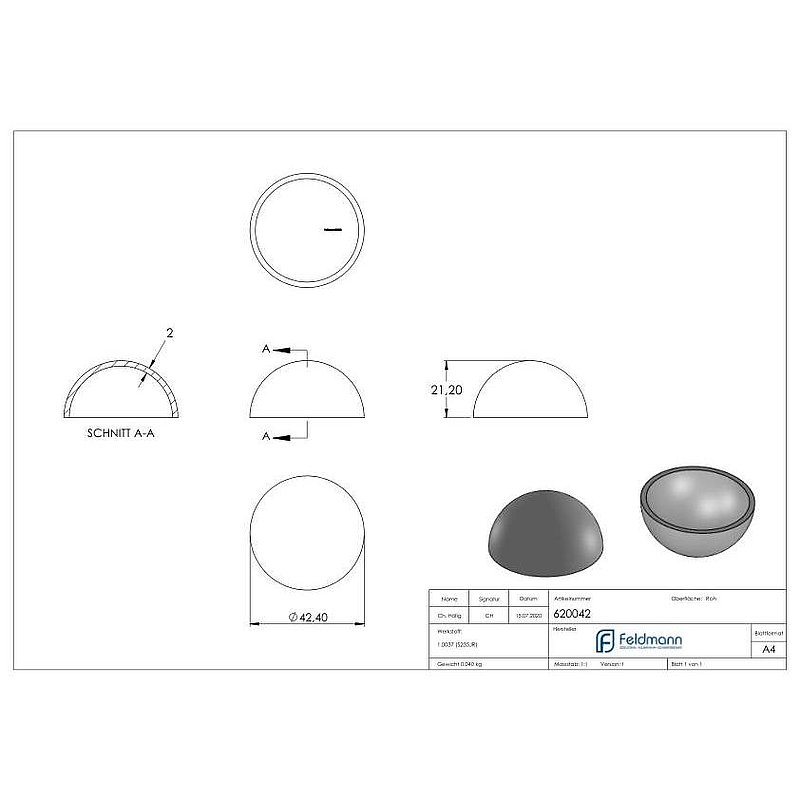 Halbhohlkugel Ø 42mm