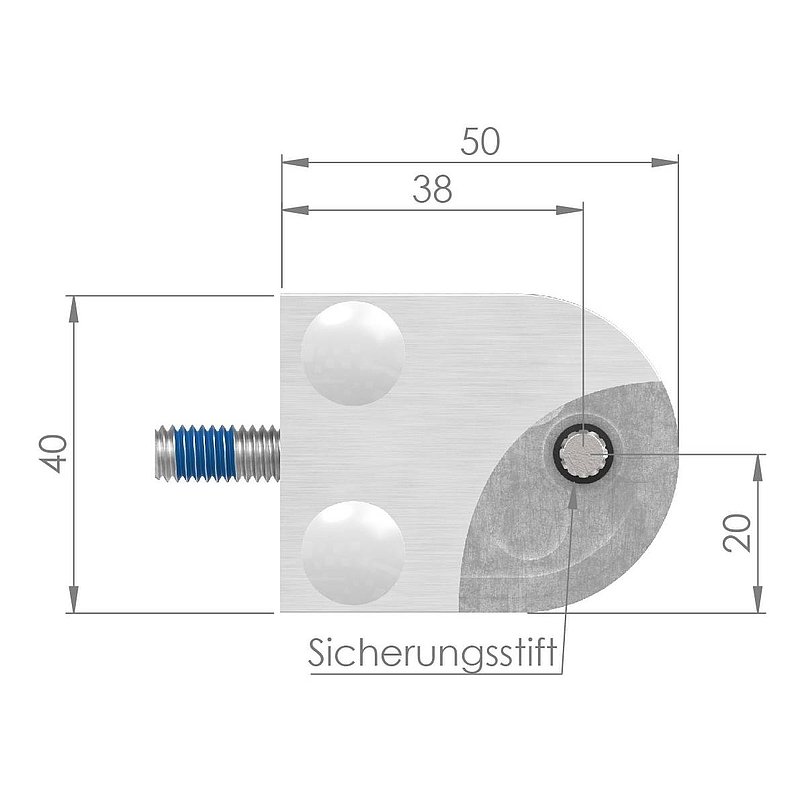 Glasklemme Mod. 30, Anschluss: 42,4mm, V4A
