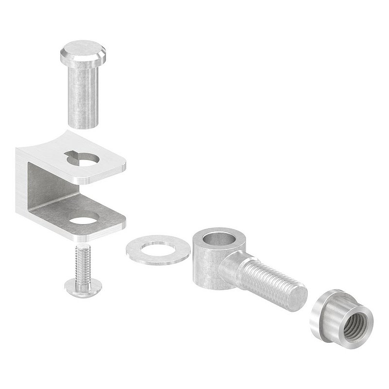 Door hinge withthreaded sleeve M12 and for pipe 42,4mm, AISI304