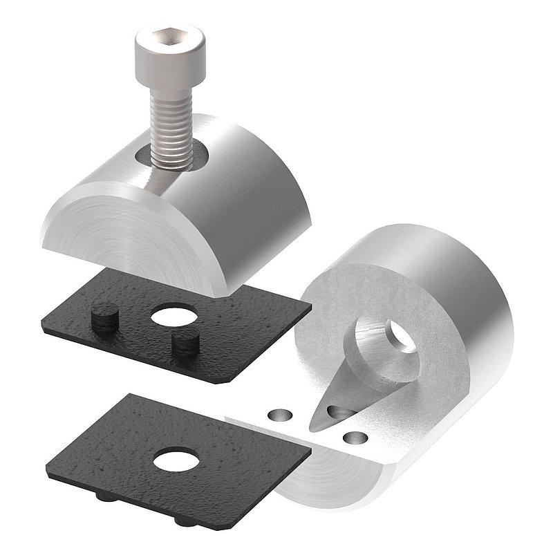 Sheet metal holder, Ø 32mm, connection: straight, AISI304