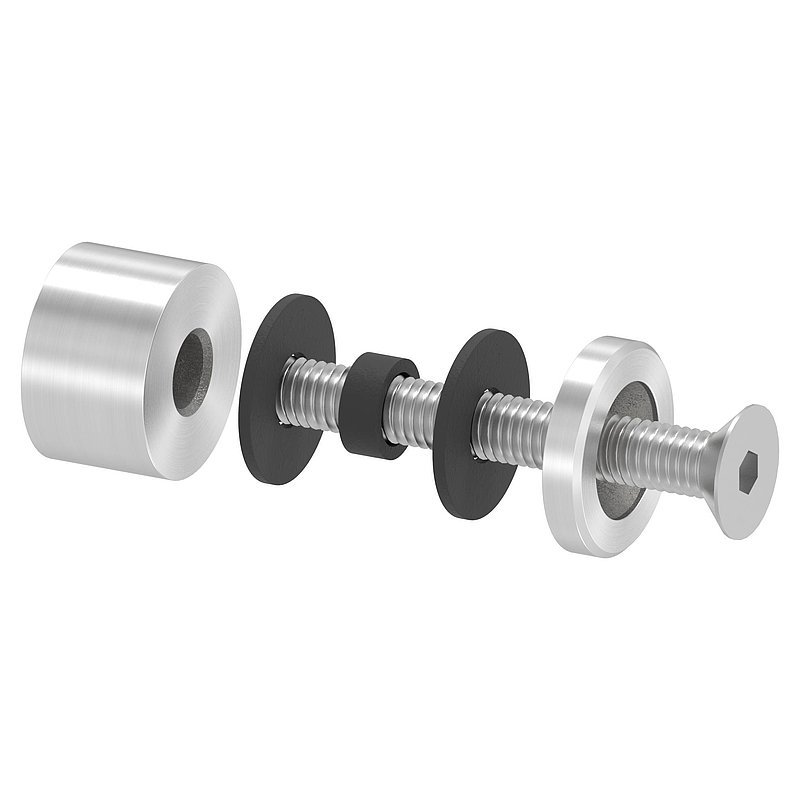 Point de fixation 16mm, jonction: droite, V2A