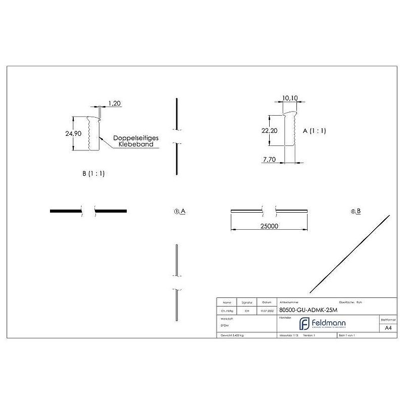 End seal, EPDM, 25m, black