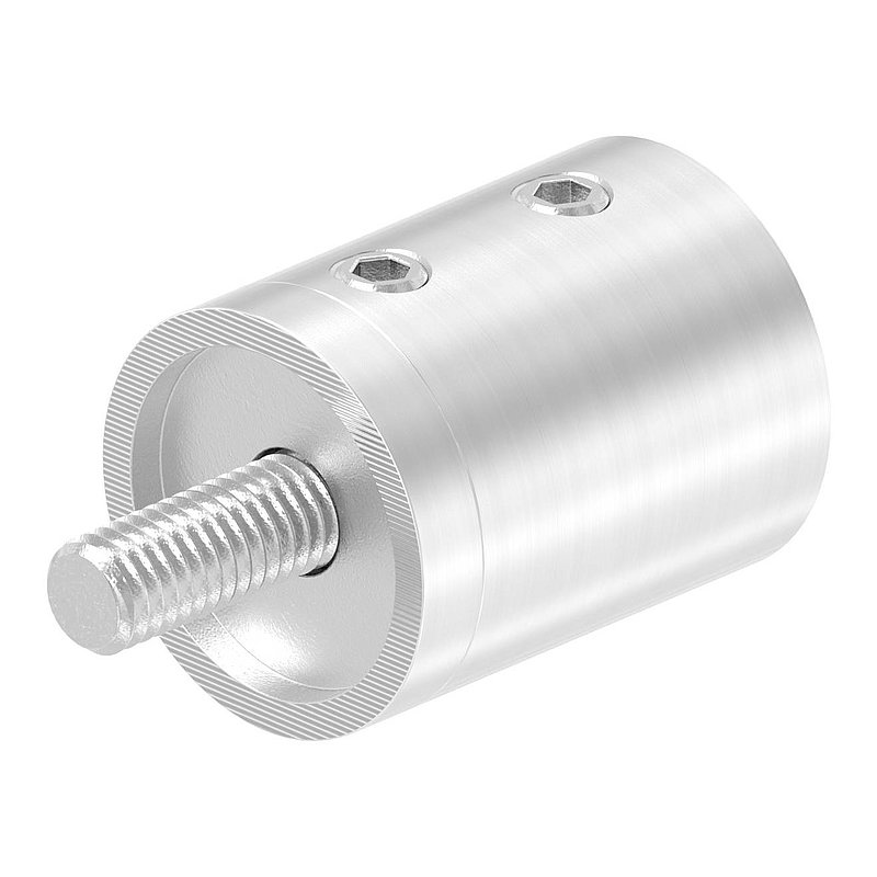 Querstabhalter für geraden Anschluss, Sackloch links 12,2mm, V2A