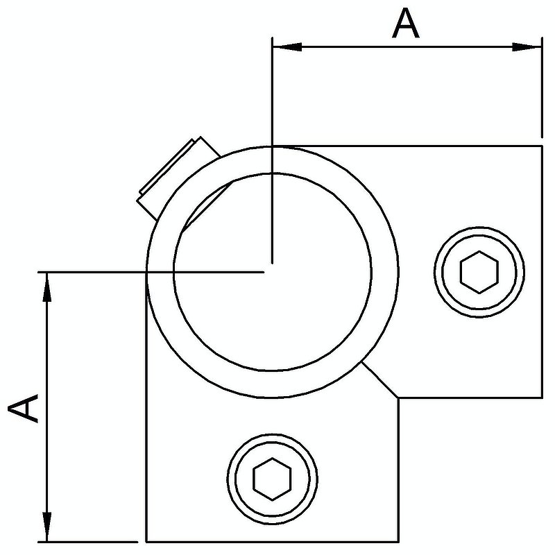 Raccord d'angle 4 sorties, pour tube Ø 48,3mm