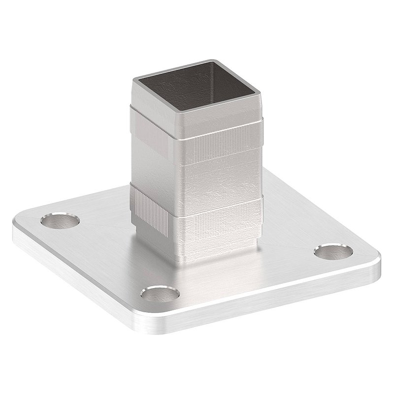 Wall and floor anchor with knurling, for tube 40x40x2.0mm, AISI304