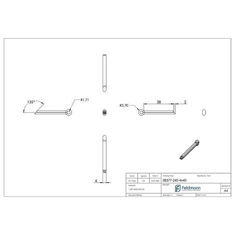 Goupille fendue 4x40mm, D94, V2A
