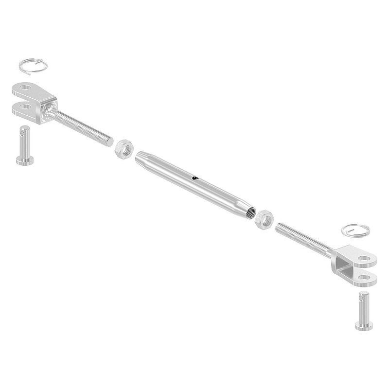 Wantenspanner Gabel/Gabel mit Gewinde M5, V4A