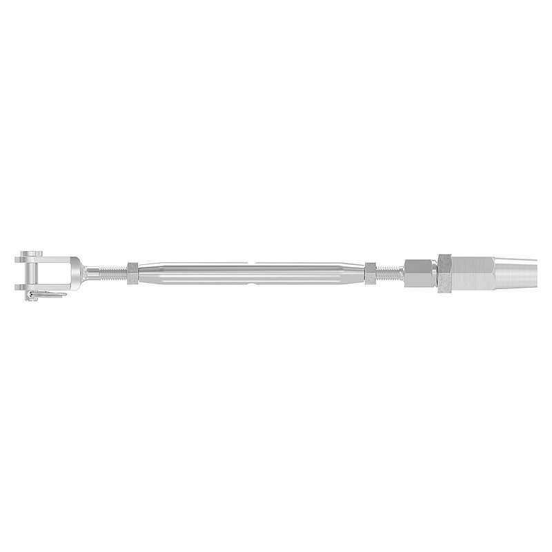 Shroud tensioner fork for self-assembly. Rope 3mm, AISI316