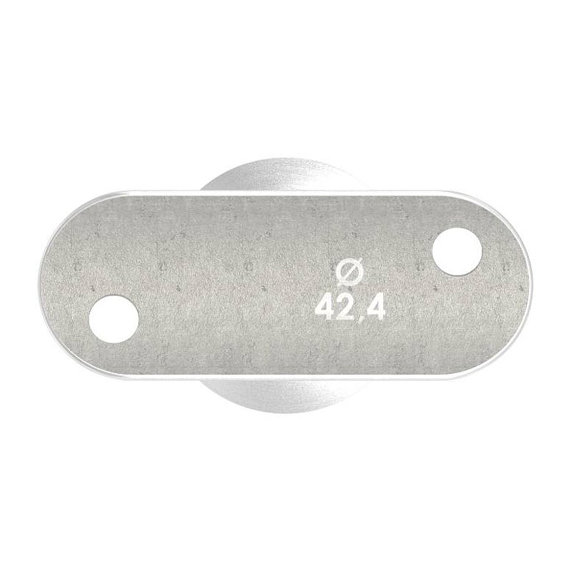Tube end plug for tube 33.7x2.0mm, handrail connection plate: 42.4mm, AISI304