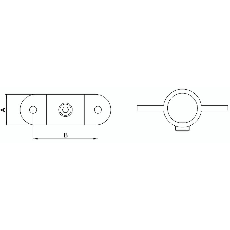 Halter mit 2 Laschen, 180°, für Rohr Ø 33,7mm