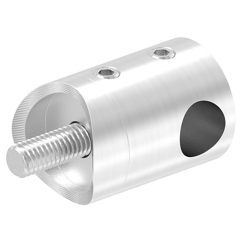 Querstabhalter für 33,7mm Rohr, Sackloch rechts 10,2mm, V2A