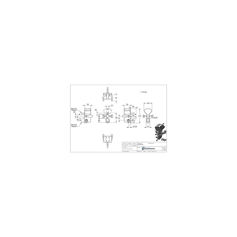 VINCI - Mechanisches Codeschloss LMKQV2, für Profilrohr 60 - 80mm, Farbe silber