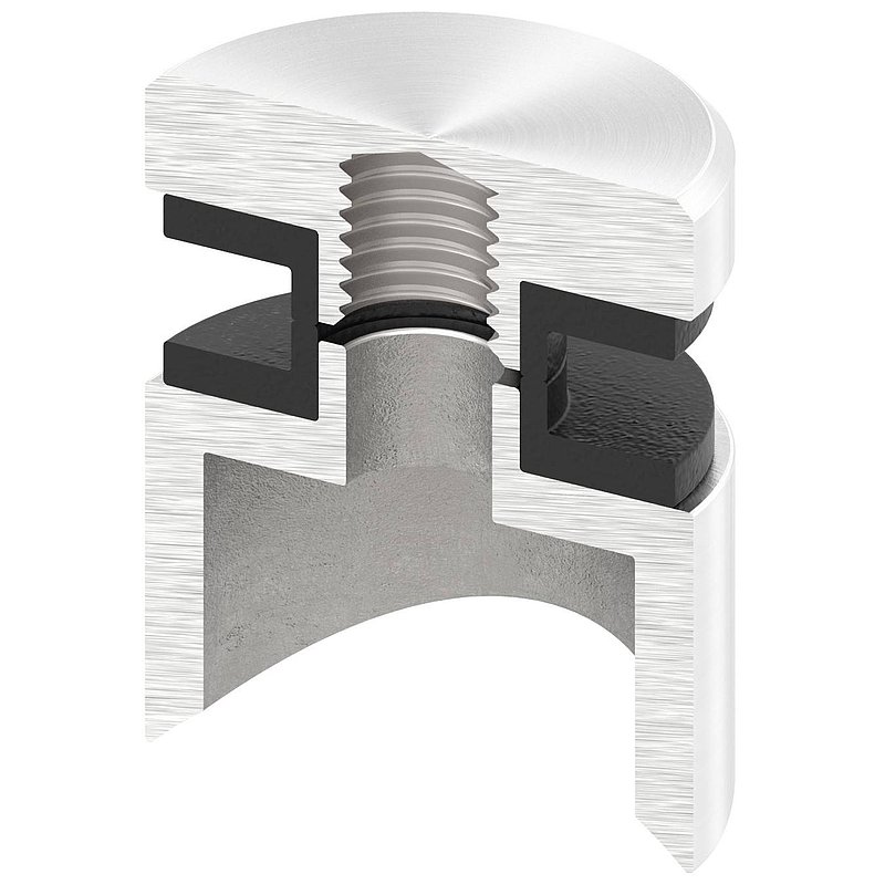 Glass point holder 30mm, connection: 48.3mm, AISI304