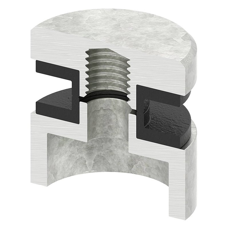 Glass point holder 30mm, connection: flat, raw zinc